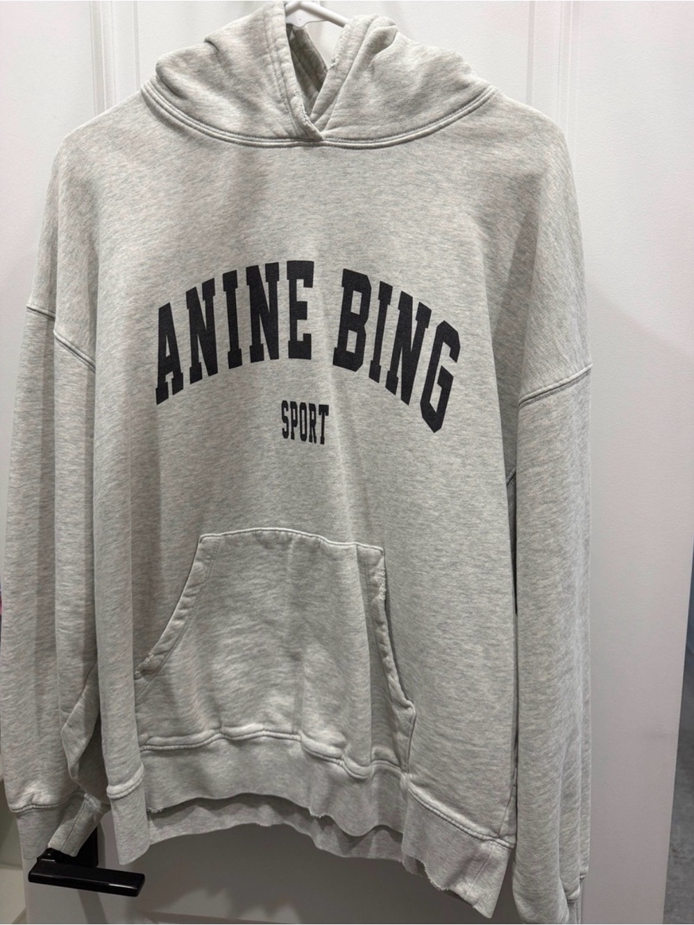 Anine Bing Grey Logo Hoodie with Black Print